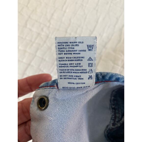 Osh Kosh B Gosh Dress Denim & Red Corduroy Rosebud Applique Ruffle Hem Size 4T - Picture 10 of 12